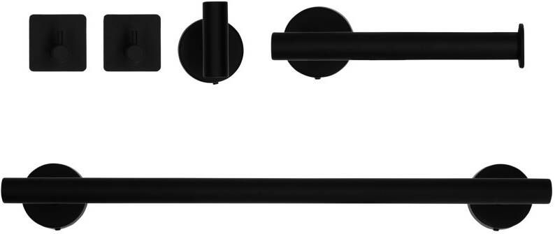 QUVIO Badkamer accessoires Set van 5 RVS Zwart