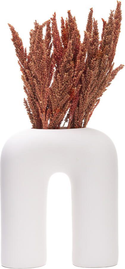 QUVIO Vaas U vorm Keramiek Vazen Bloemenvaas Vaasje Vaas voor droogbloemen Japandi Scandinavisch Wit