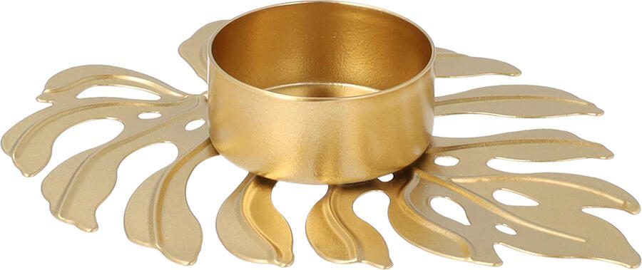 QUVIO Waxinelichthouder Blad Theelichthouder Kaarsenhouder Woonaccessoires Decoratieve accessoires 12 5 x 10 x 2 cm Metaal Goud - Foto 2