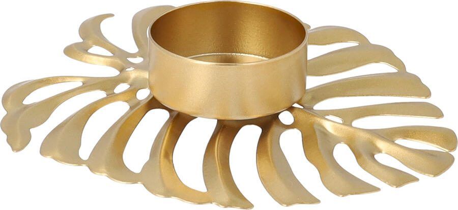 QUVIO Waxinelichthouder Blad Theelichthouder Kaarsenhouder Woonaccessoires Decoratieve accessoires 13 x 10 x 2 cm Metaal Goud - Foto 2