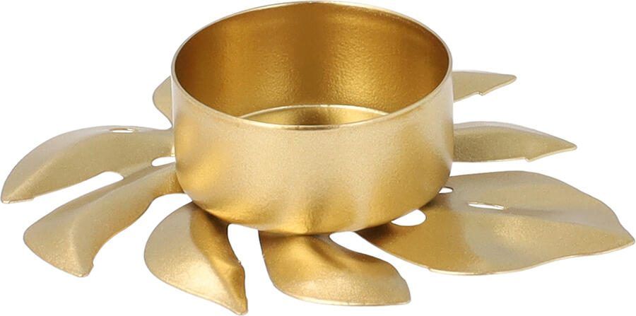 QUVIO Waxinelichthouder Blad Theelichthouder Kaarsenhouder Woonaccessoires Decoratieve accessoires 9 x 8 x 2 cm Metaal Goud - Foto 2