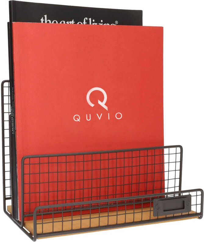 QUVIO Tijdschriftenrek staand Metaal en hout