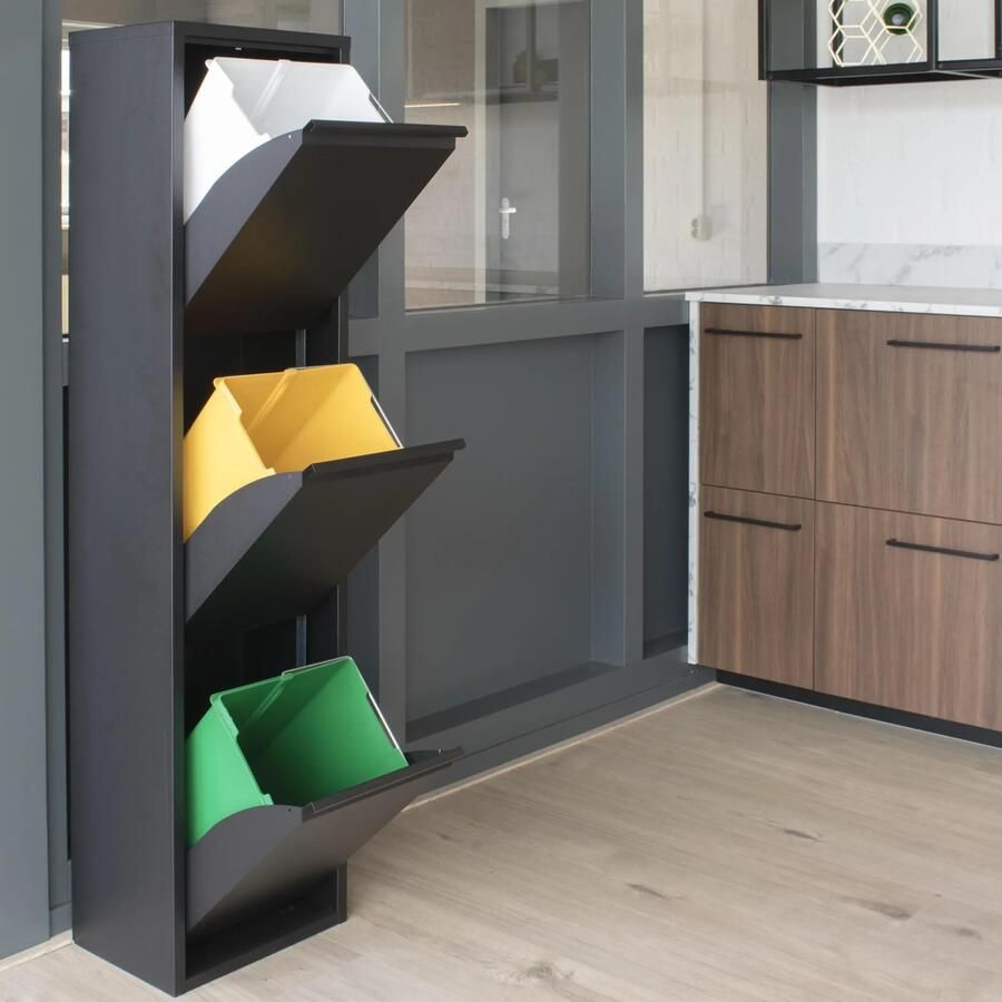 Spinder Design Gigi 3 Afvalscheider 33 5x25x136 cm Zwart