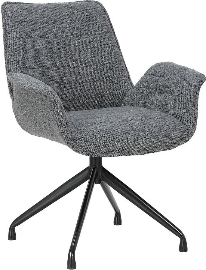 Armstoel Elodie Donkergrijs Bouclé Zithoogte 46.5 cm Zitdiepte 44 cm Met armleuning