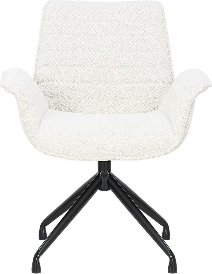 Armstoel Elodie Wit Bouclé Zithoogte 46.5 cm Zitdiepte 44 cm Met armleuning