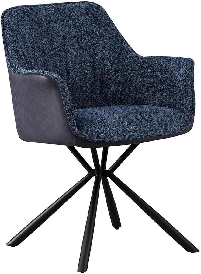 Armstoel Jan Blauw Kunstleer Polyester Set van 2 Zithoogte 50 cm Zitdiepte 47 cm Met armleuning