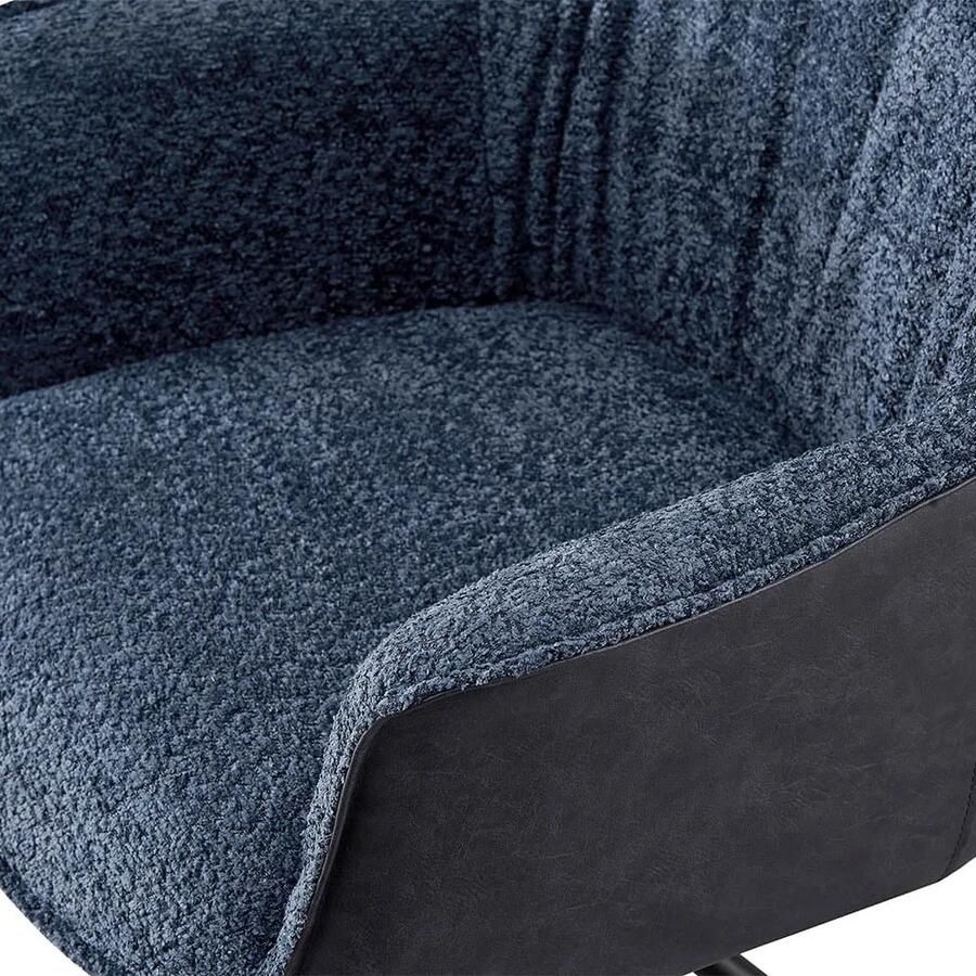 Armstoel Jan Blauw Kunstleer Polyester Set van 2 Zithoogte 50 cm Zitdiepte 47 cm Met armleuning