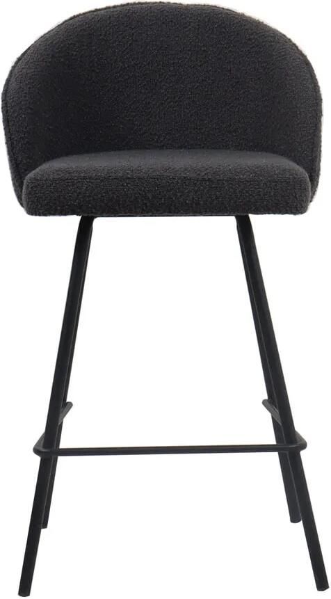 Barkruk Riley Grijs Bouclé Set van 2 Geschikt voor kookeiland Met rugleuning Zithoogte 65 cm Zitdiepte 39 cm