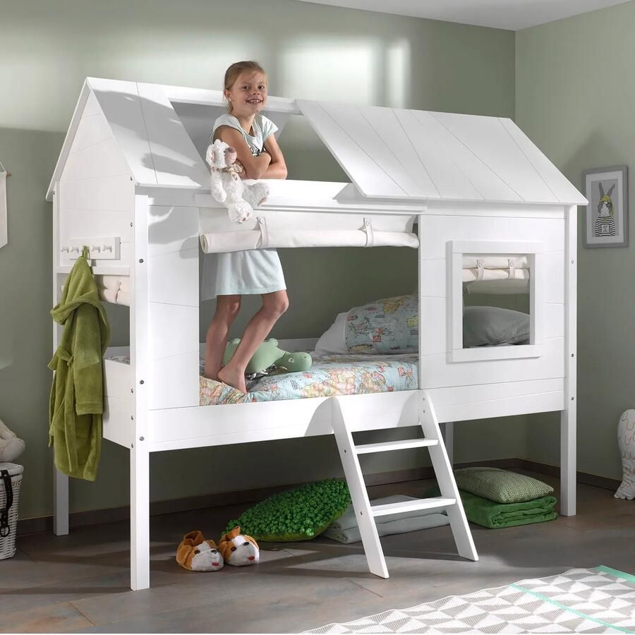 Boomhutbed Tree House Wit MDF Grenenhout Hoogte 185 cm