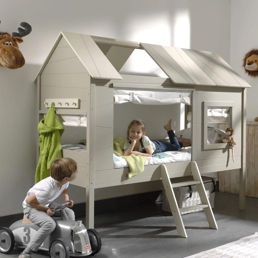 Boomhutbed Tree House Taupe MDF Grenenhout Hoogte 185 cm