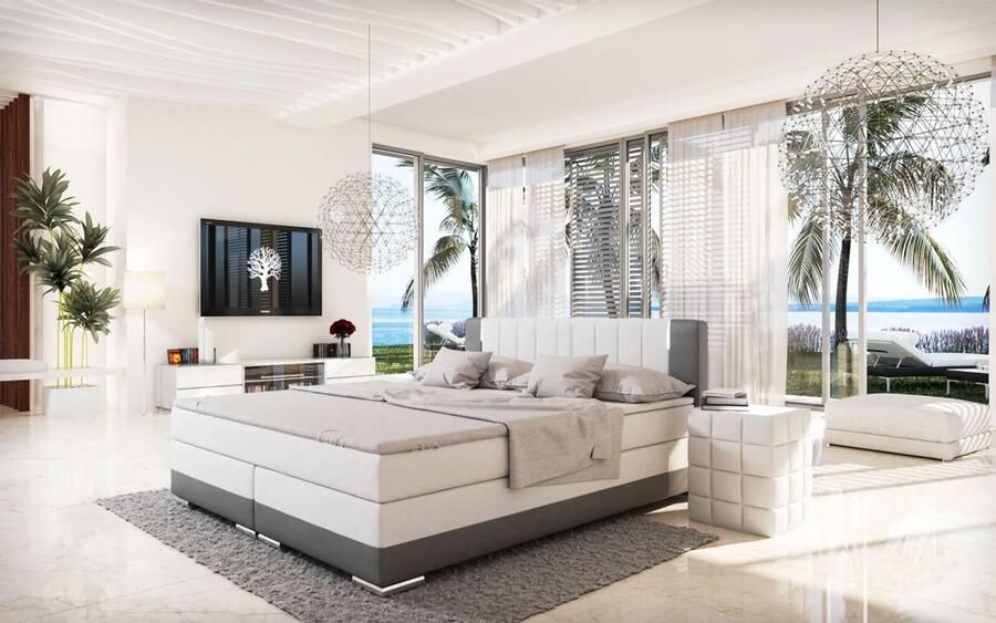 Boxspring Isolde Wit Kunstleer 200x200cm Hoogte 100 cm