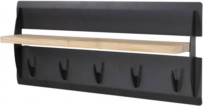 Spinder Design Jefferson Wood 5 Kapstok met 5 Haken 70x30x14 cm Zwart/Eiken online kopen