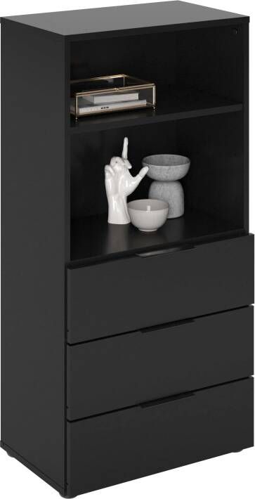 Opbergkast Raven Zwart Breedte 50 cm Hoogte 101 cm Diepte 32 cm Met lades Met planken Zonder deuren