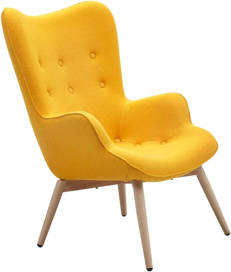Fauteuil Kiki Geel Stof Zithoogte 40 cm Zitdiepte 44.5 cm