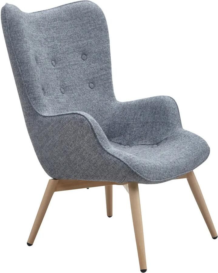 Fauteuil Kiki Grijs Stof Zithoogte 40 cm Zitdiepte 44.5 cm
