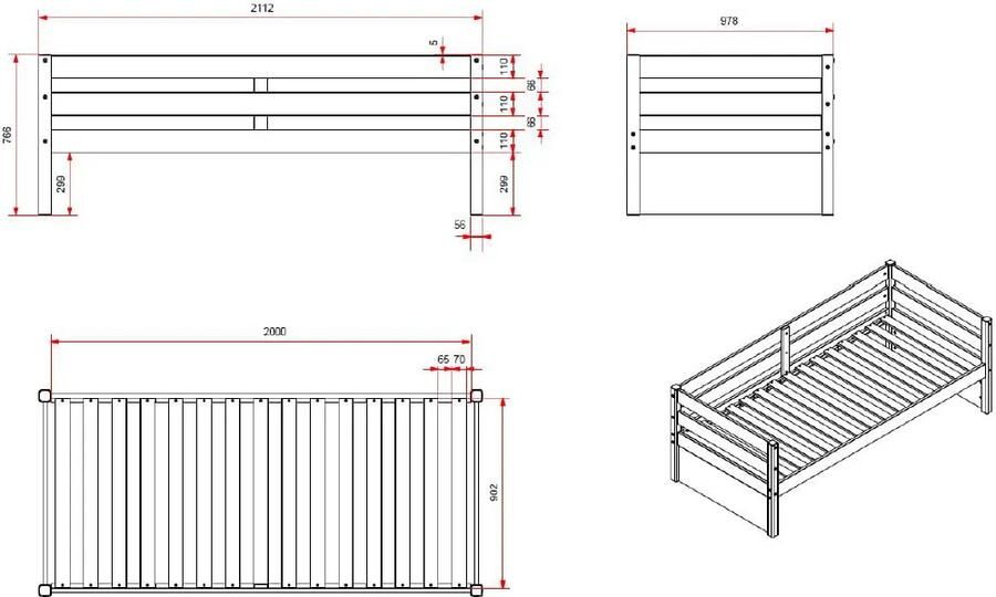 Kajuitbed Arne Wit Hoogte 76.6 cm