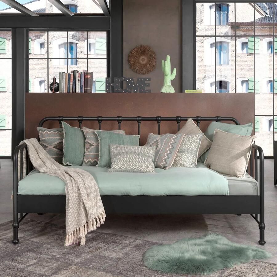 Kajuitbed Jay Zwart Metaal Hoogte 106 cm