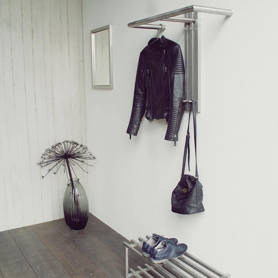 Spinder Design Senza 1- Wandkapstok met 2 haken 65x28x63 5 cm RVS - Foto 2