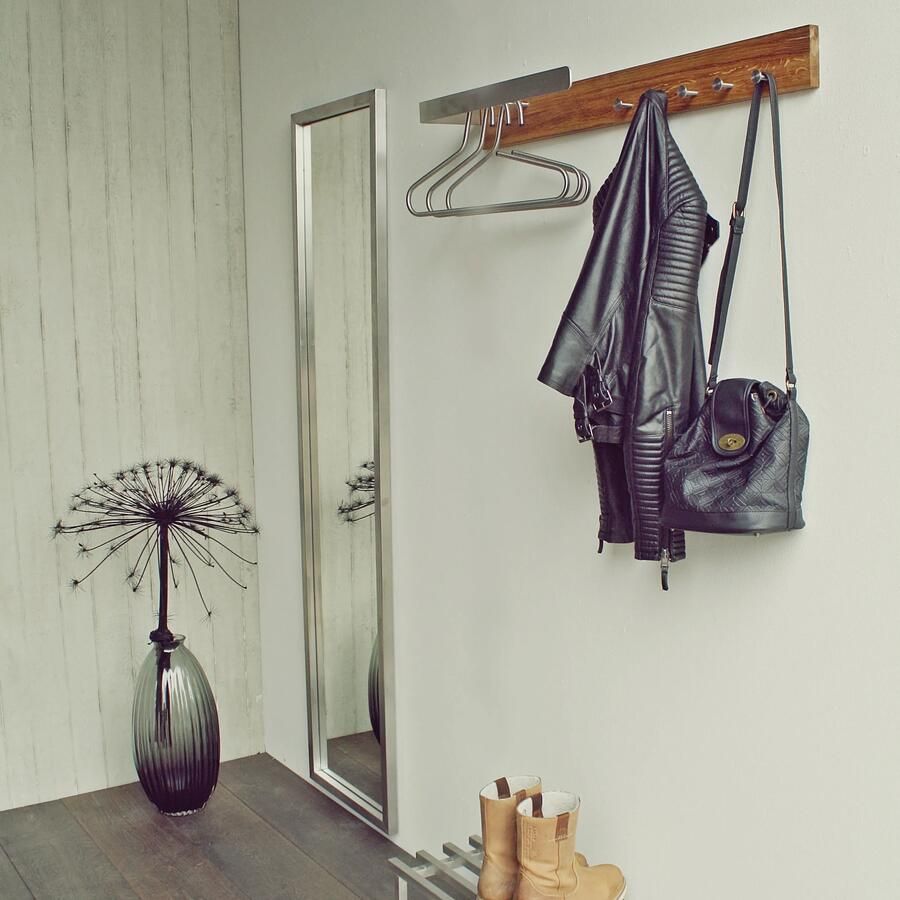 Spinder Design Noa 1 Wandkapstok met 5 haken 87x16x9 cm RVS Licht Eiken - Foto 2