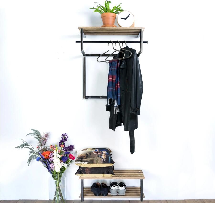 Spinder Design Rizzoli Wandkapstok met 12 haken 75x34x76 cm Wit Eiken