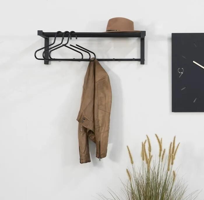 Spinder Design Bergum Wandkapstok met 5 haken 78x29x23 cm Zwart - Foto 3