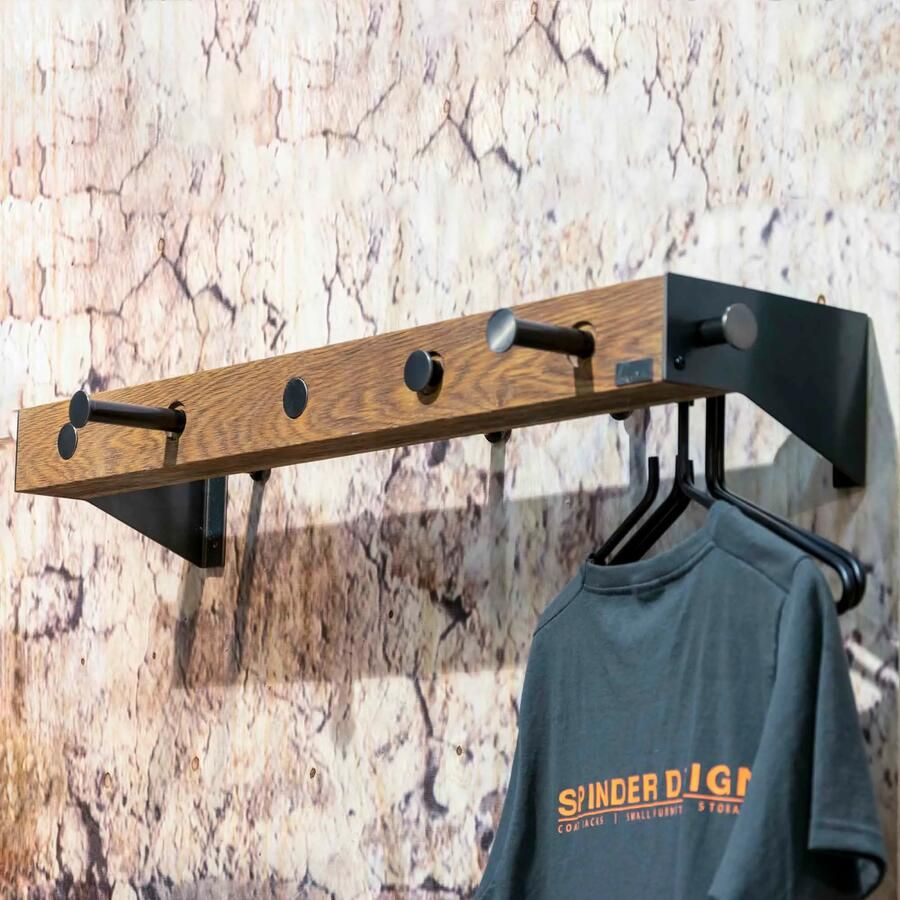 Spinder Design Klos Wandkapstok met 7 haken 17x90x24 cm Blacksmith Eiken - Foto 3