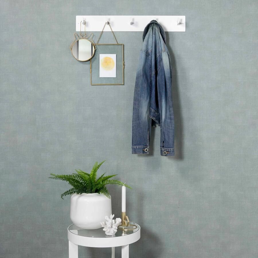 Spinder Design Leatherline 5 Wandkapstok met 5 haken 70x7x10 cm Wit - Foto 2