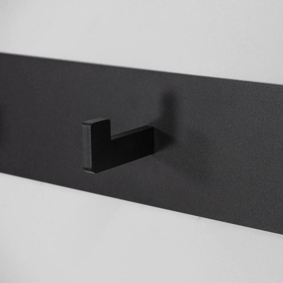 Spinder Design Leatherline 5 Wandkapstok met 5 haken 70x7x10 cm Zwart