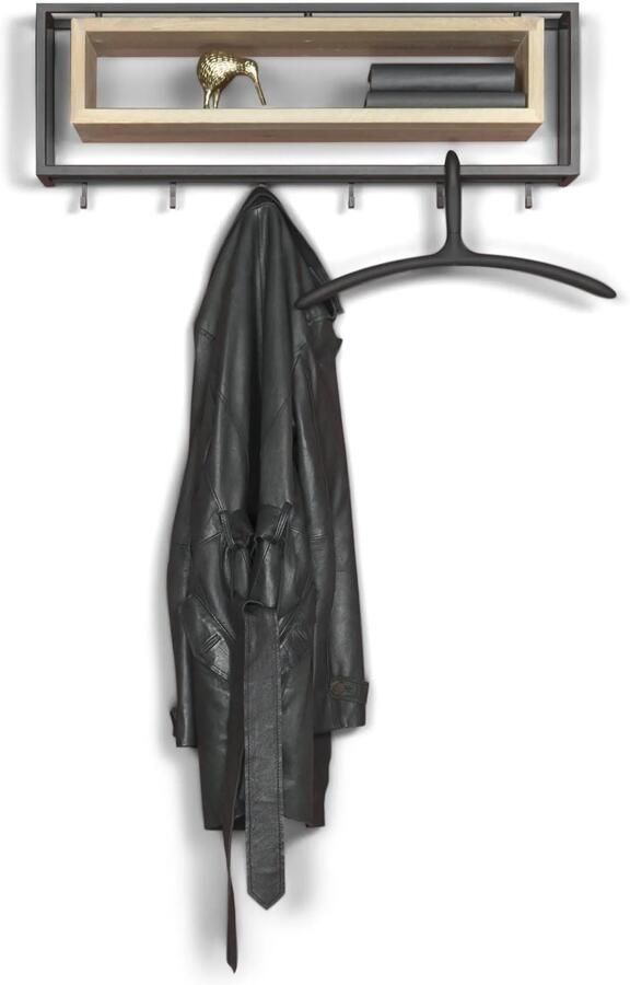 Spinder Design School 80 Wandkapstok met 6 haken 78x19x29 5 cm Zwart Eiken - Foto 4