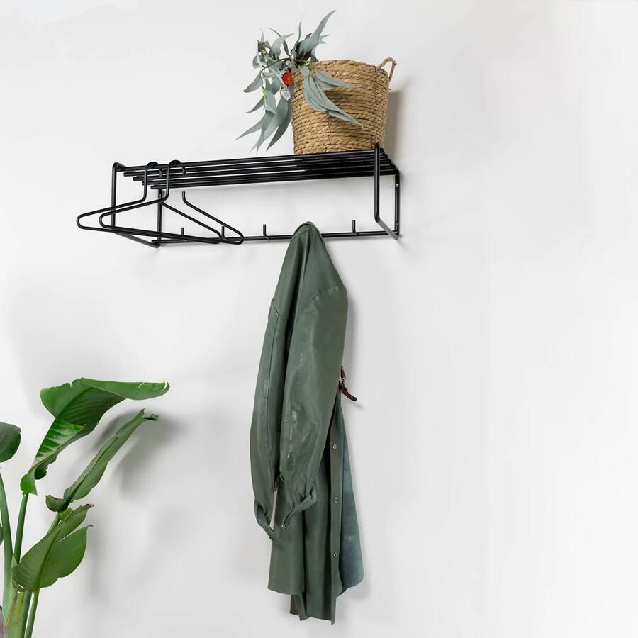 Spinder Design Clint 2 Wandkapstok met 7 haken 70x29x19 cm Zwart - Foto 3