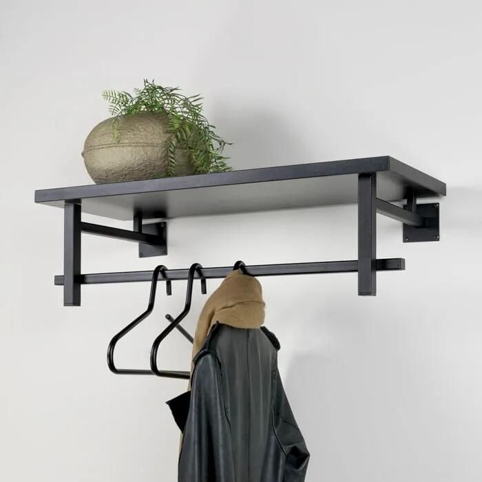 Spinder Design Simplon Wandkapstok met hoedenplank 76x29x23 cm Zwart - Foto 3