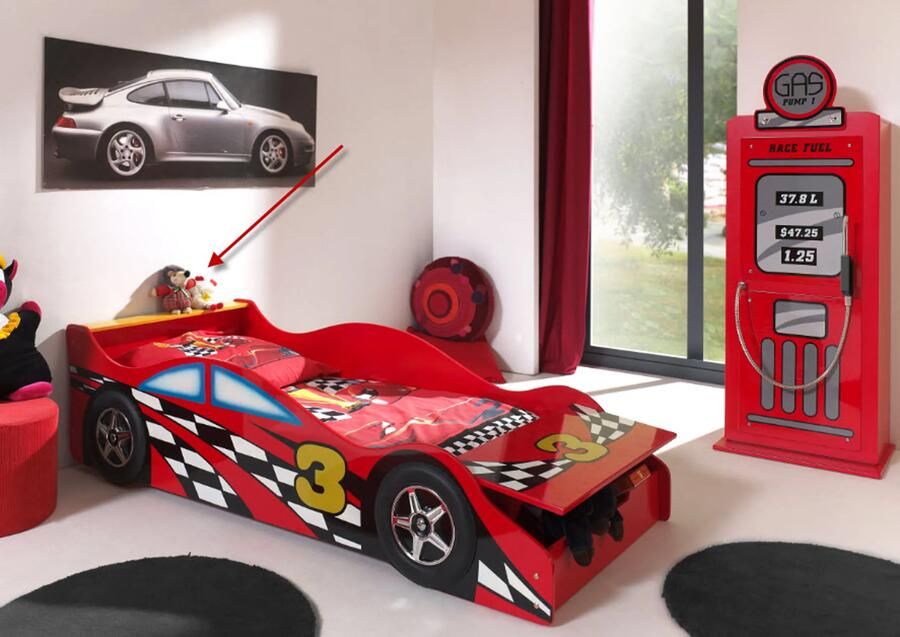 Vipack Autoledikant Racer inclusief opbergruimte aan de voorkant met lattenbodem MDF gelakt