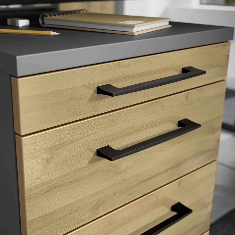 Ladeblok Discovery Eiken Grafiet Met wielen Met lades Breedte 42 cm Diepte 49 cm Hoogte 61 cm