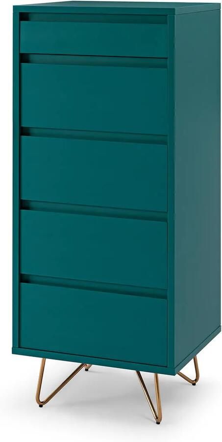 Ladekast Lucy Blauw MDF Breedte 45 cm Hoogte 110 cm Diepte 40 cm Met lades Zonder deuren