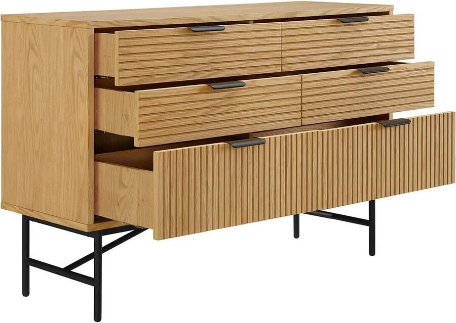 Ladekast Ruben Eiken MDF Breedte 120 cm Hoogte 80 cm Diepte 40 cm Met lades Met planken Zonder deuren
