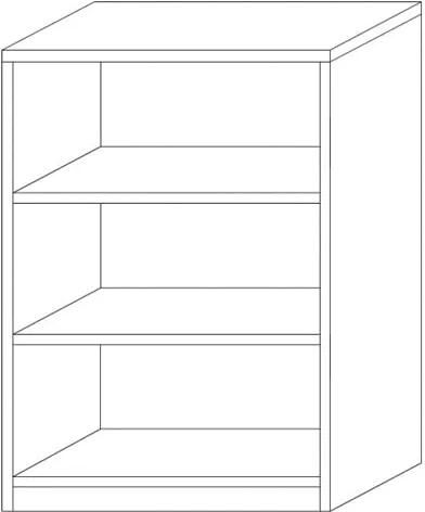 Lage open kast Roan Grijs Breedte 55 cm Hoogte 84 cm Diepte 36 cm Met planken Met openslaande deuren