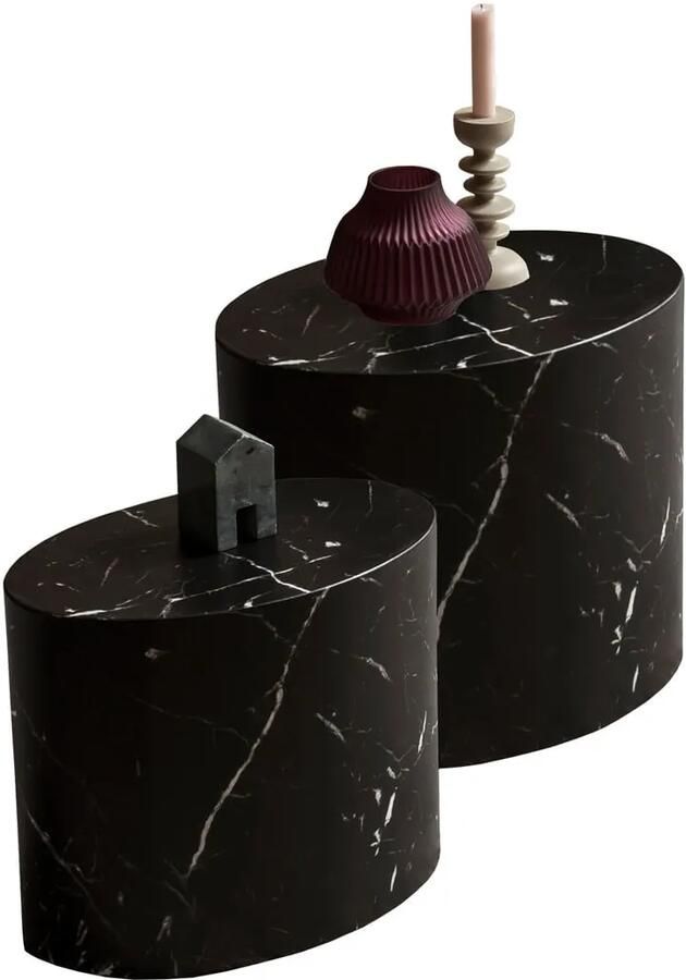 Salontafel set Esma Zwart MDF Overig 40x24 5cm Hoogte 33 cm