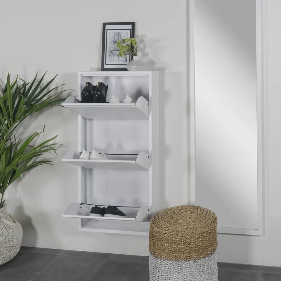 Spinder Design Schoenenkast Billy 3 Wit Metaal 50 x 103 x 15 5 cm Hoogwaardige afwerking - Foto 2