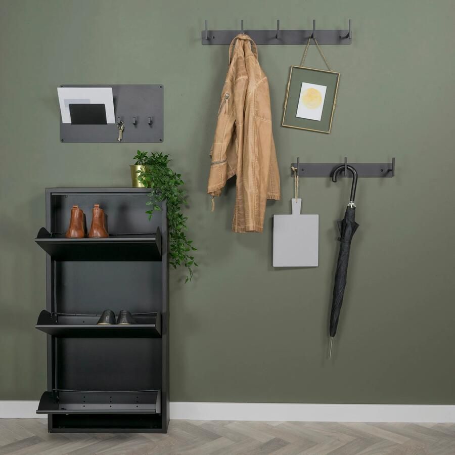 Spinder Design Billy 3 Schoenenkast Zwart Metaal 50 x 103 x 15 5 Hoogwaardig afgewerkt - Foto 4