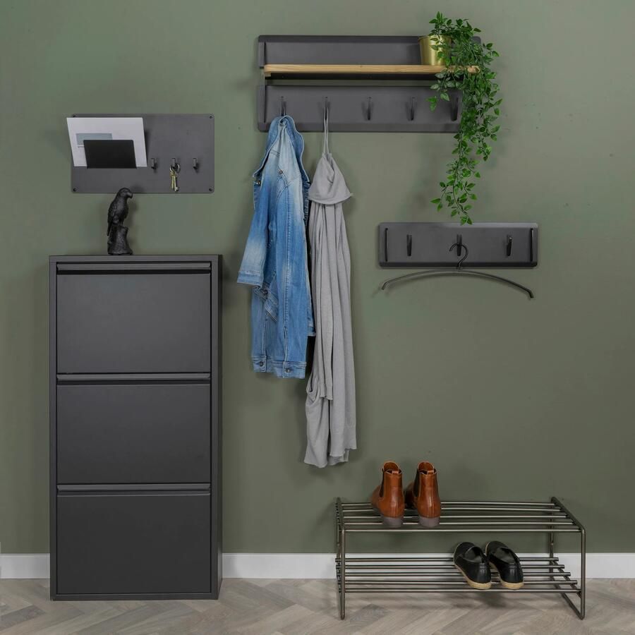 Spinder Design Billy 3 Schoenenkast Zwart Metaal 50 x 103 x 15 5 Hoogwaardig afgewerkt - Foto 5