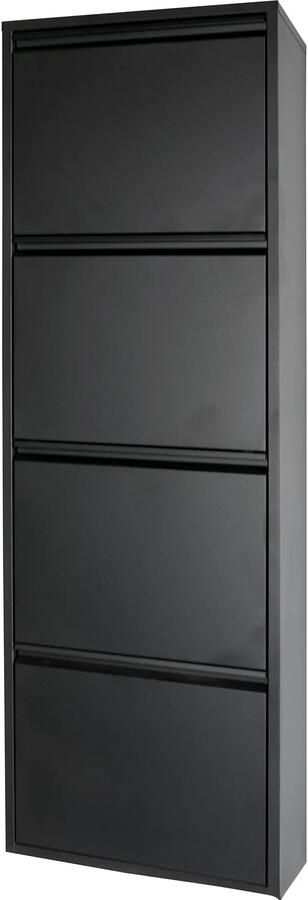 Spinder Design Billy 4 Schoenenkast met 4 vakken 50x22 5x150 cm Zwart - Foto 4