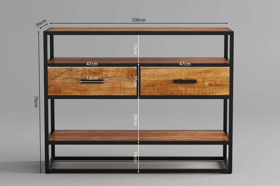 Sidetable Otis Magnolia Rechthoek 100x36cm Hoogte 76 cm