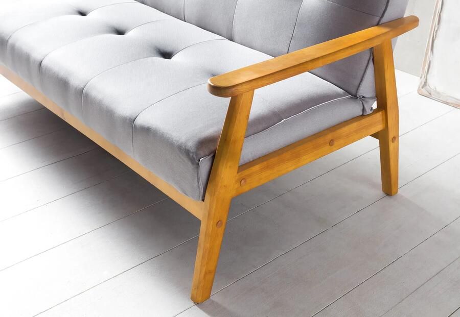 Slaapbank Heidi Lichtgrijs Stof Breedte 190 cm Zithoogte 41 cm Zitdiepte 54 cm Zitbreedte 185 cm