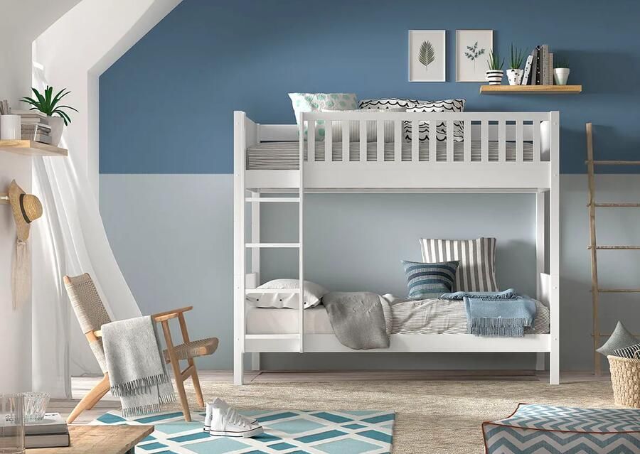 Stapelbed Jonas Wit MDF Grenenhout Hoogte 175.4 cm