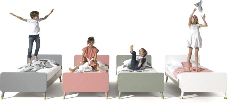 Tienerbed Eline Groen MDF Grenenhout Hoogte 73 cm