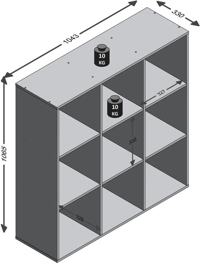 Vakkenkast Camiel Wit 104x33x107 cm 9 vakken