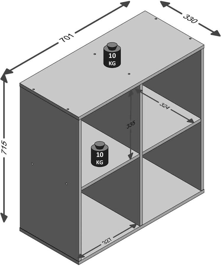 Vakkenkast Camiel Eiken 70x33x72 cm