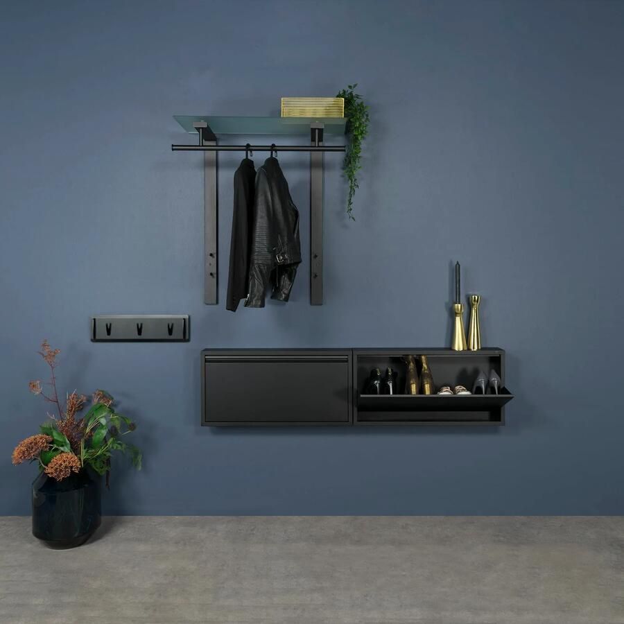 Spinder Design Dutch Kapstok Met Melkglas 90x80x33 cm Zwart - Foto 5