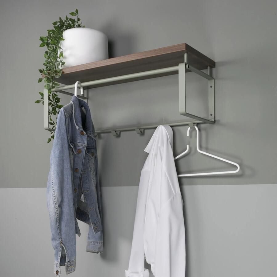 Spinder Design Rex 3 Wandkapstok met 5 haken en hoedenplank 70x29x28 cm Olijfgroen - Foto 3