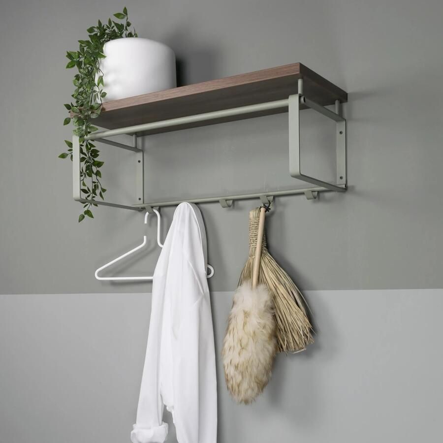 Spinder Design Rex 3 Wandkapstok met 5 haken en hoedenplank 70x29x28 cm Olijfgroen - Foto 4